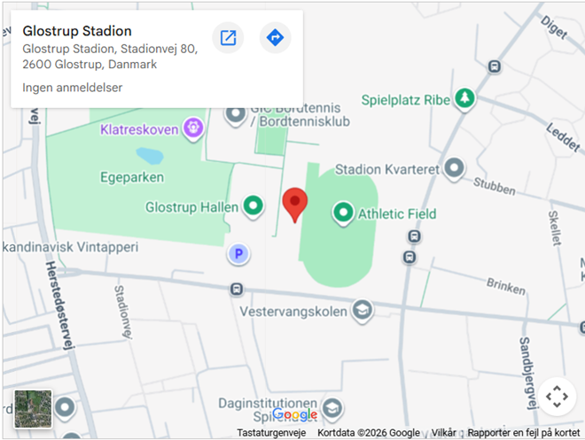 <iframe src="https://www.google.com/maps/embed?pb=!1m18!1m12!1m3!1d2250.189144788524!2d12.374177476876145!3d55.66831097305307!2m3!1f0!2f0!3f0!3m2!1i1024!2i768!4f13.1!3m3!1m2!1s0x465250b52ae52fb3%3A0x1a3357d09a6ab22d!2sGlostrup%20Stadion%2C%20Stadionvej%2080%2C%202600%20Glostrup%2C%20Danmark!5e0!3m2!1sda!2sus!4v1773775393347!5m2!1sda!2sus" width="600" height="450" style="border:0;" allowfullscreen="" loading="lazy" referrerpolicy="no-referrer-when-downgrade"></iframe>